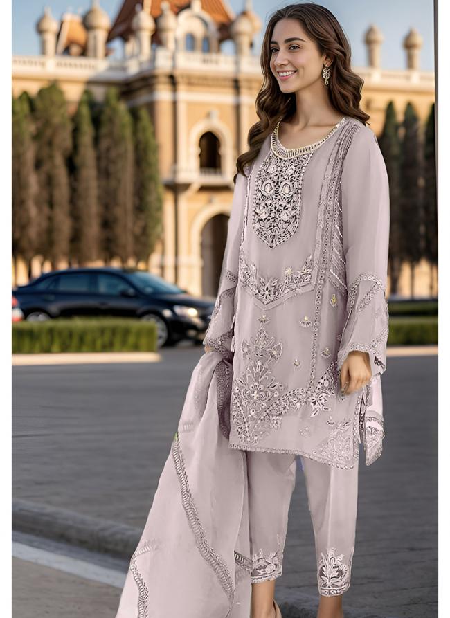 Organza Grey Eid Wear Embroidery Work Readymade Pakistani Suit